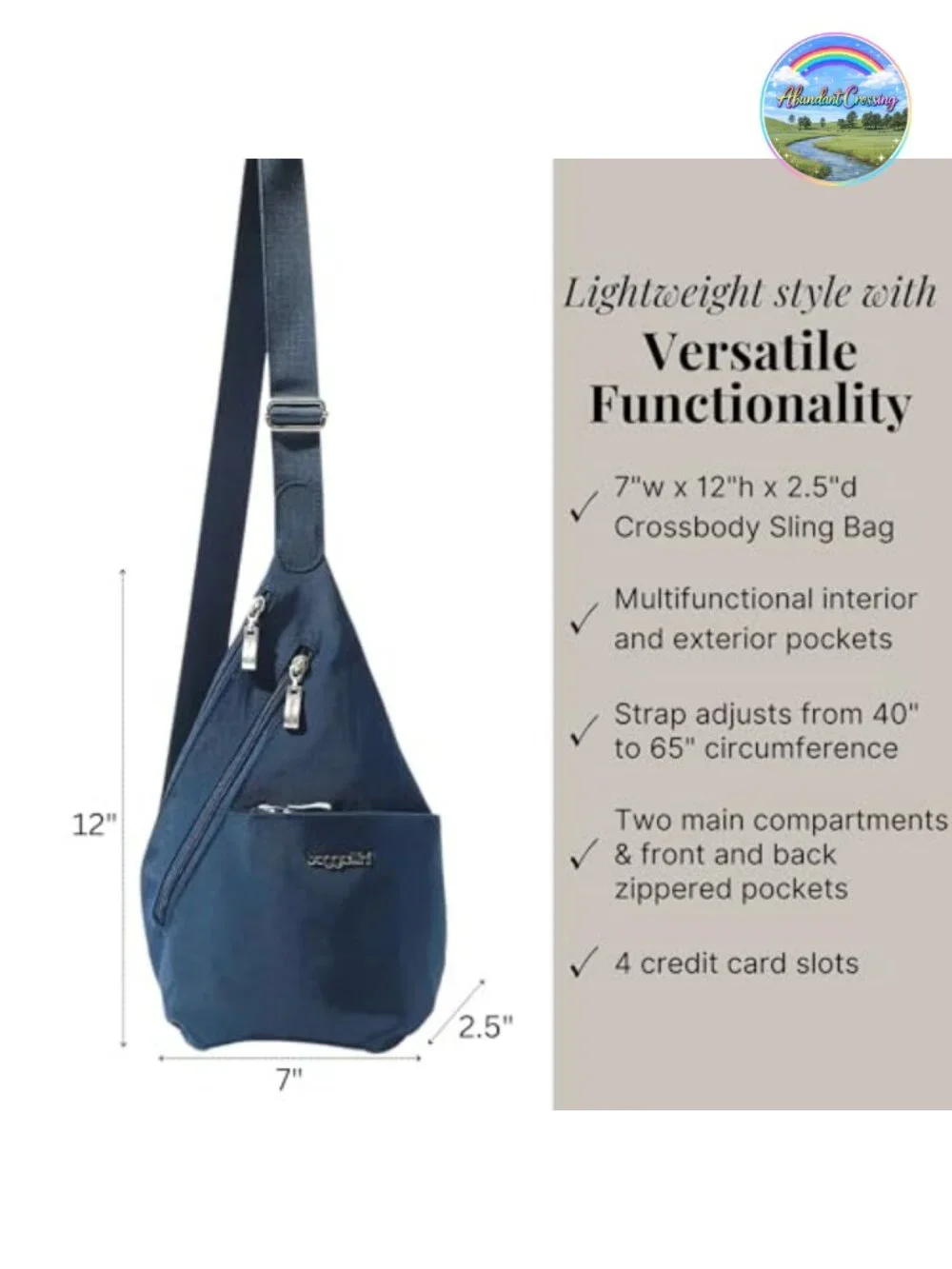 Mini Sling Crossbody Bag Backpack Nylon Travel Handsfree Adjustable Strap